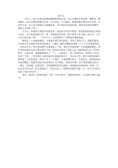 拨牙记600字作文