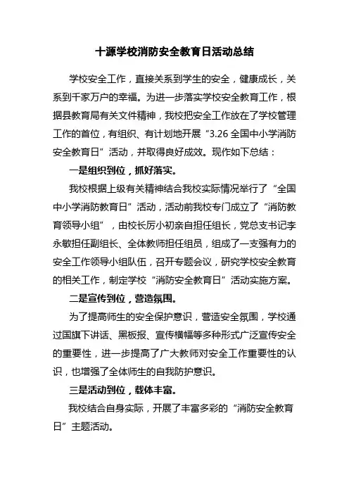 十源学校消防安全教育日活动总结