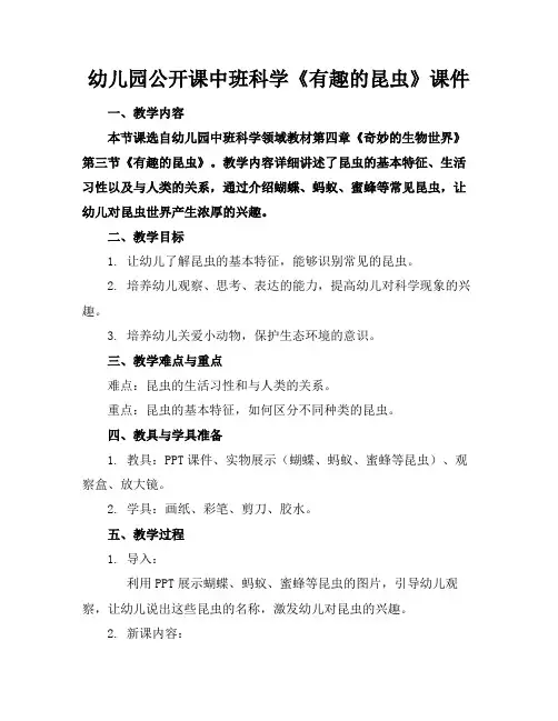 幼儿园公开课中班科学《有趣的昆虫》课件