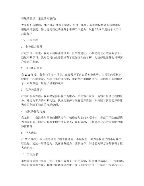 19年度考核个人工作总结