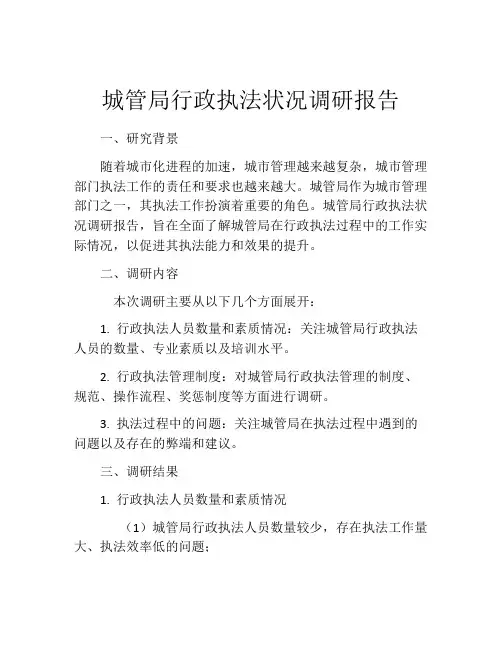 城管局行政执法状况调研报告
