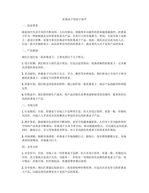 折叠桌子创业计划书