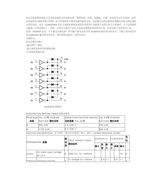 ULN2003 ULN2003A中文资料