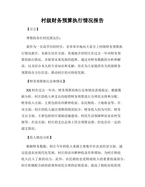 村级财务预算执行情况报告