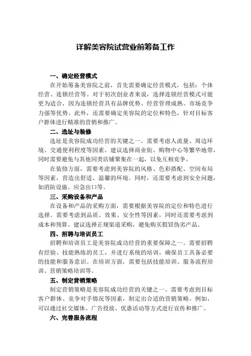 美容院试营业前筹备工作