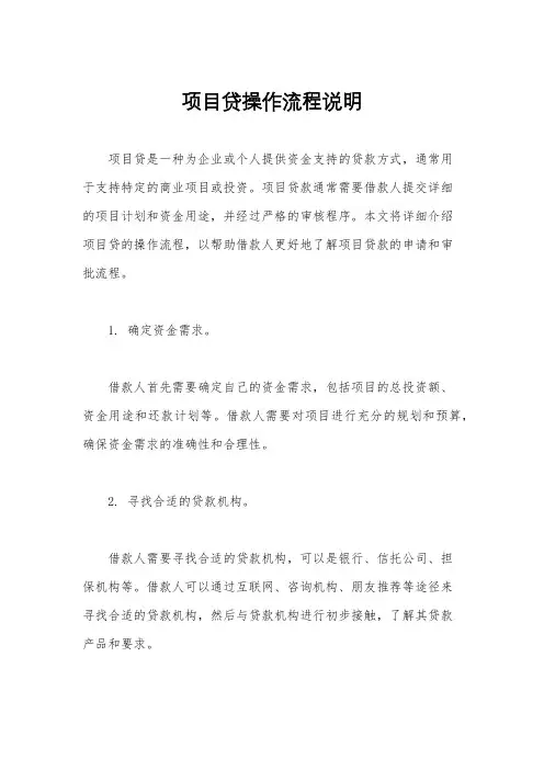 项目贷操作流程说明