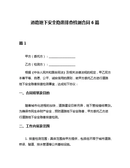 道路地下安全隐患排查检测合同6篇