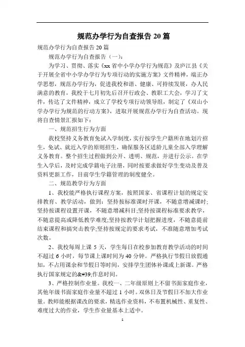 规范办学行为自查报告20篇