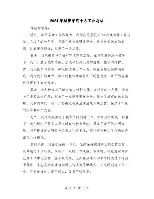 2024年城管年终个人工作总结(3篇)