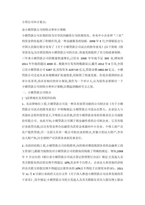 小贷公司审计要点