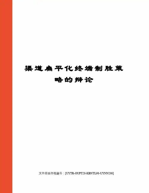 渠道扁平化终端制胜策略的辩论