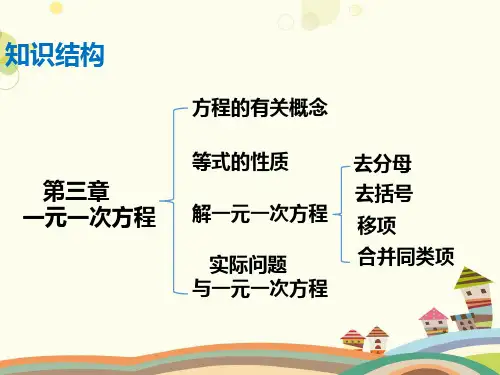 初中数学人教七年级上册第三章 一元一次方程 一元一次方程总复习时PPT