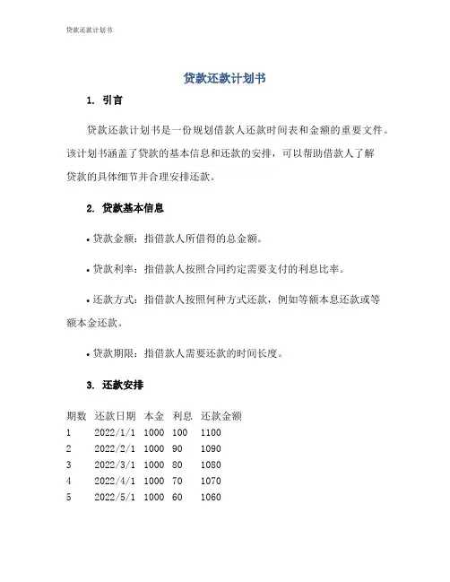贷款还款计划书