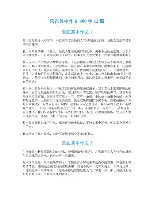 乐在其中作文600字12篇
