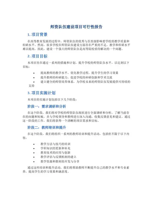 师资队伍建设项目可行性报告