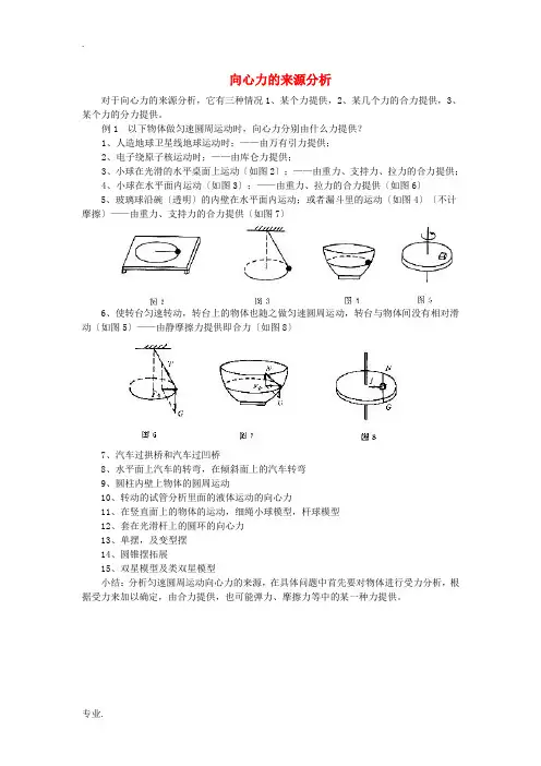 高中物理：向心力的来源分析 新人教版必修2