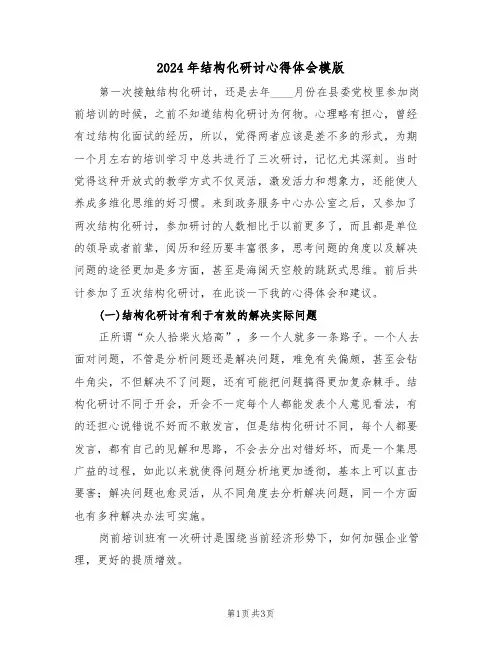 2024年结构化研讨心得体会模版(2篇)