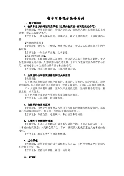 哲学世界观方法论总结