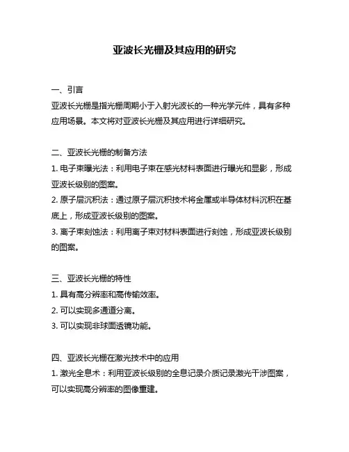 亚波长光栅及其应用的研究