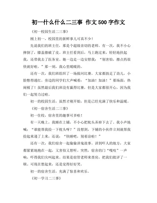 初一什么什么二三事 作文500字作文