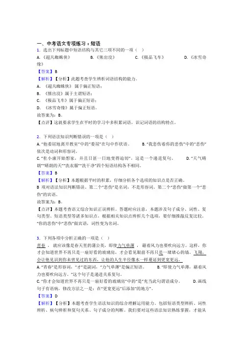 新部编中考 语文 短语练习题及答案
