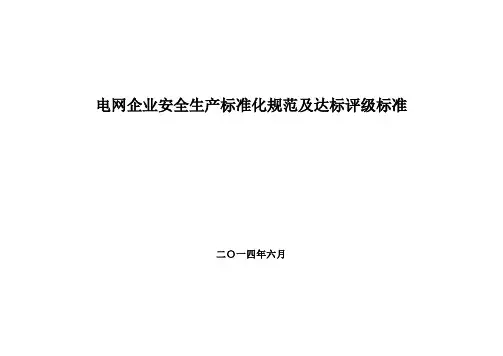 电网企业安全生产标准化规范及达标评级标准
