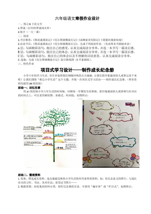 六年级寒假语文作业设计