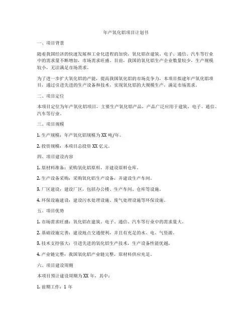年产氧化铝项目计划书
