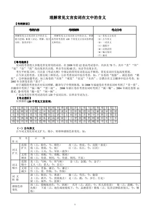 理解常见文言实词在文中的意义和用法(10份)