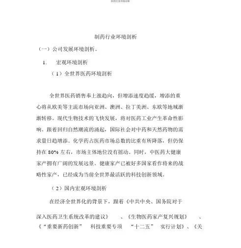 制药行业环境分析