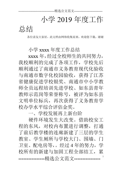 小学2019年度工作总结