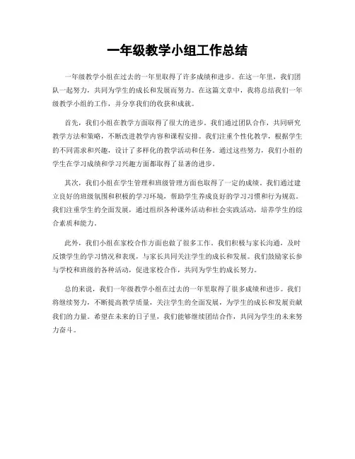 一年级教学小组工作总结