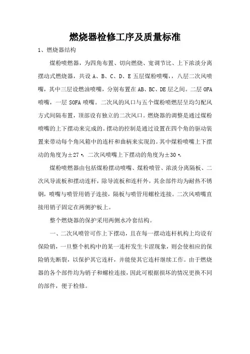 燃烧器检修工序及质量标准