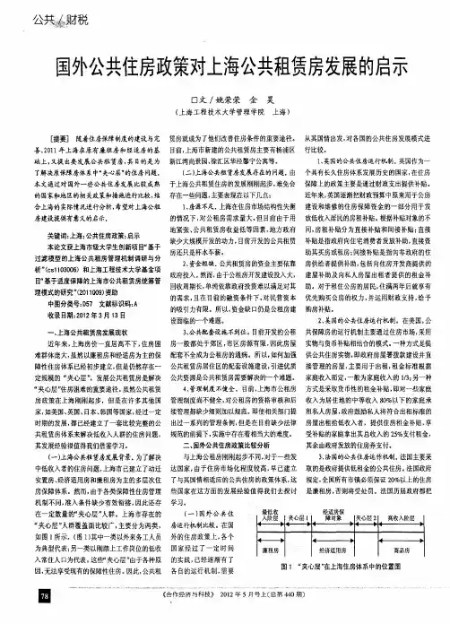 境外公共住房政策对上海公共租赁房发展的启示