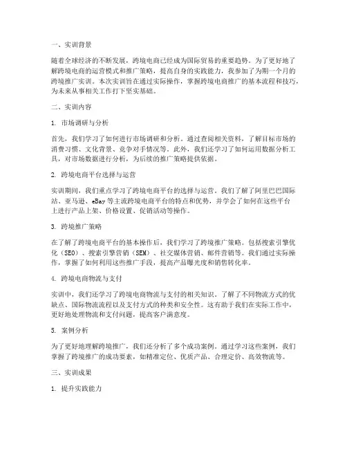 跨境推广实训报告