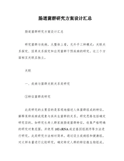 肠道菌群研究方案设计汇总