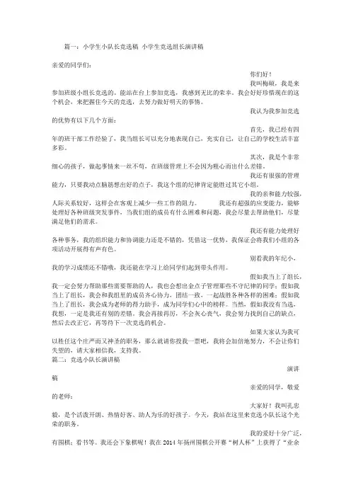 小队长竞选演讲稿 3