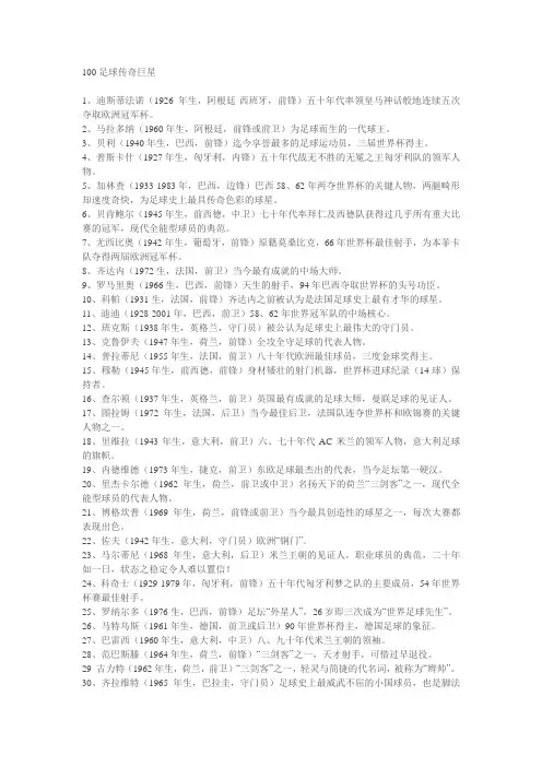 100足球传奇巨星