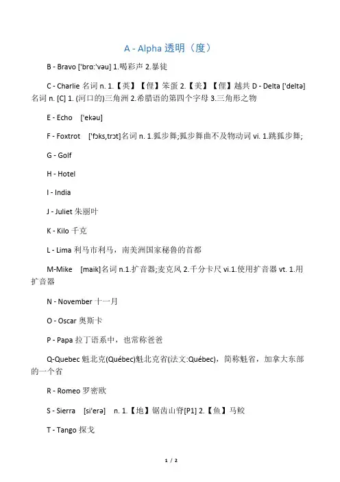 26个字母可以用什么单词表示
