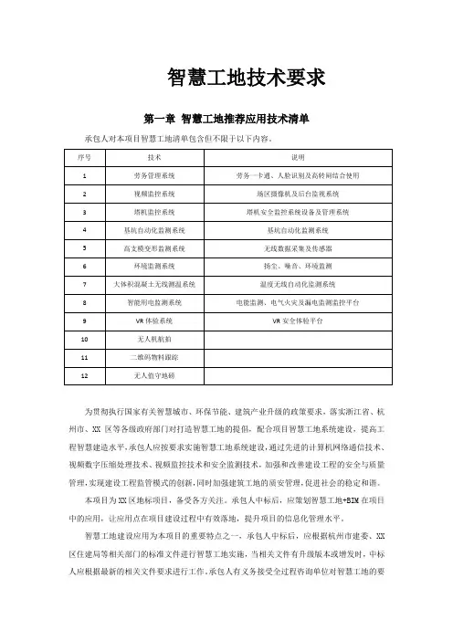 智慧工地技术要求