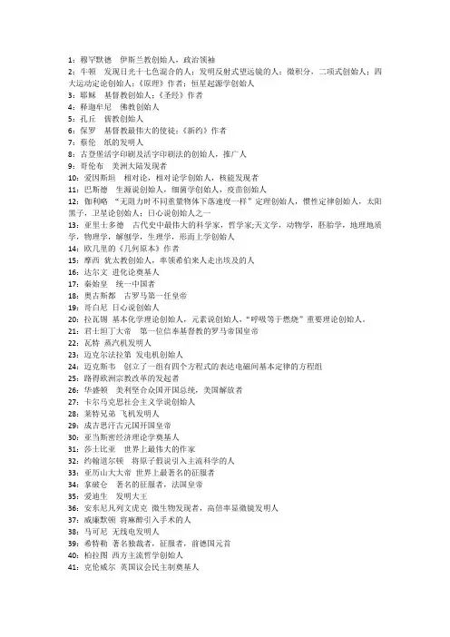 世界百大伟人