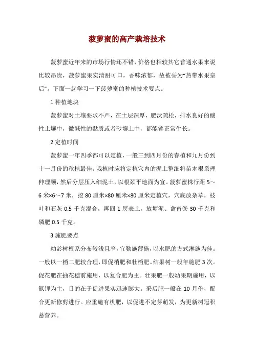 菠萝蜜的高产栽培技术