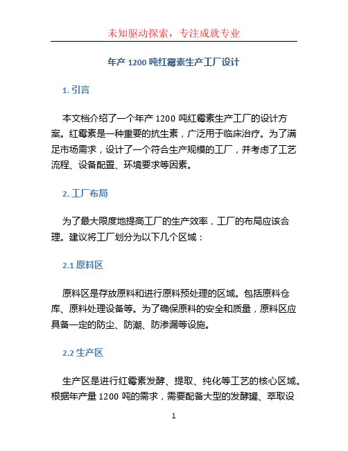 年产1200吨红霉素生产工厂设计
