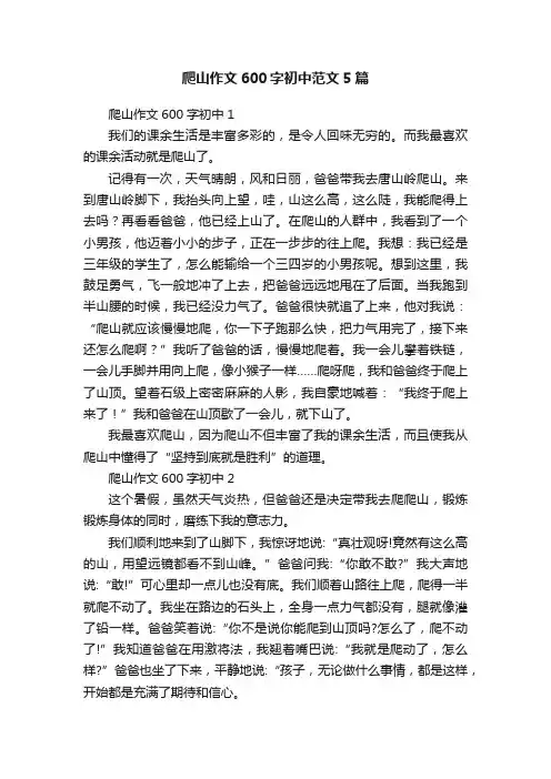 爬山作文600字初中范文5篇