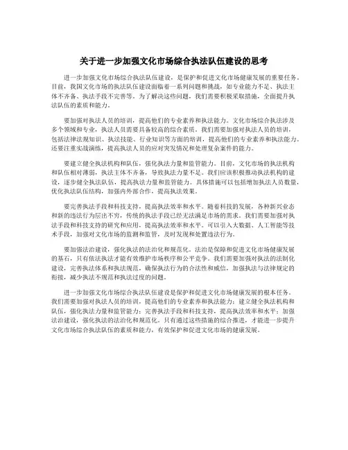 关于进一步加强文化市场综合执法队伍建设的思考