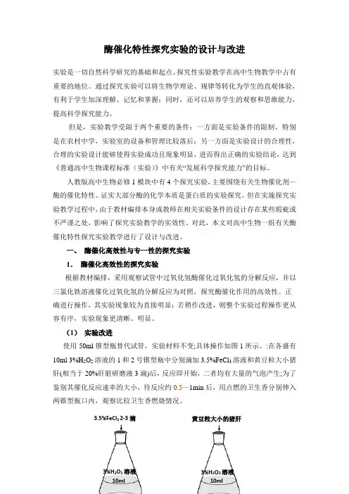 酶催化特性探究实验的设计与改进