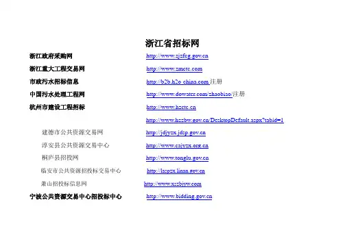 浙江省招标网站汇总