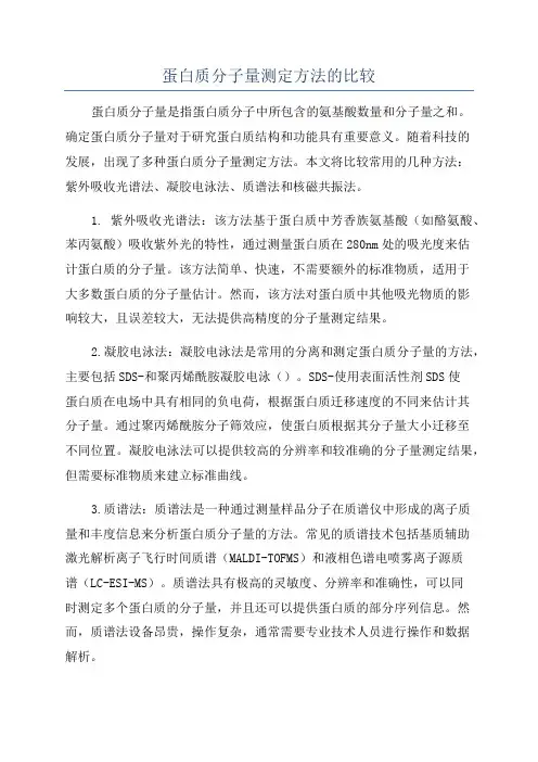 蛋白质分子量测定方法的比较