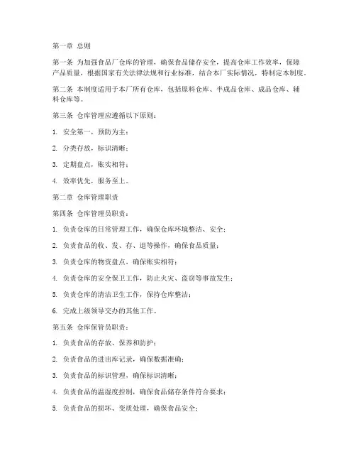 食品厂仓库管理制度文件