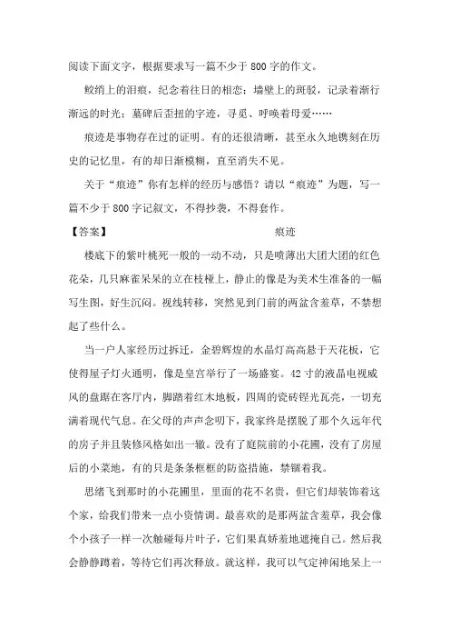 命题作文《 痕迹》写作指导及范文
